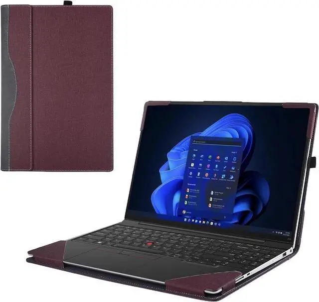 Main image of BONAEVER Laptop Case Cover for 16 inch Lenovo ThinkPad P15V Gen 3 & ThinkPad P15V Gen 2 / Gen 1, PU Leather Shell Notebook Sleeve Wine Red