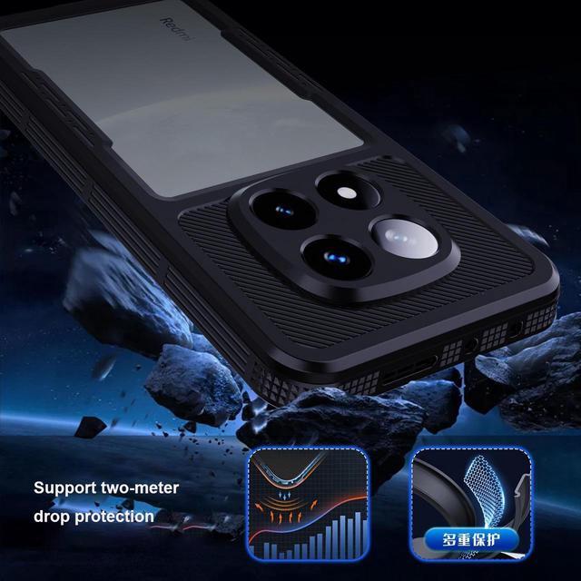 Alt view image 2 of 7 - For Xiaomi Redmi Note 14 Pro 5G Case Waterproof, Built-in Screen & Camera Protector IP68 Underwater Full Body Military Dropproof Shockproof Cover