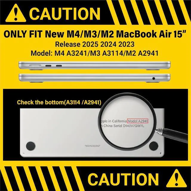 Alt view image 2 of 7 - BONAEVER For Macbook Air 15 inch Case 2025 2024 2023 A3241 M4 A3114 M3 A2941 M2 Liquid Retina Display Touch ID Hard Shell Protective Cover with Stand and & Keyboard Skin Cover & Type C Adapter