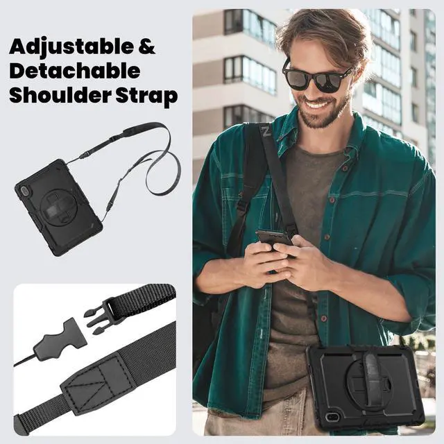 Alt view image 6 of 7 - BONAEVER Case for Huawei Matepad SE 11 inch 2024 with Rotating Stand/Hand Strap/Shoulder Strap Shockproof Cover