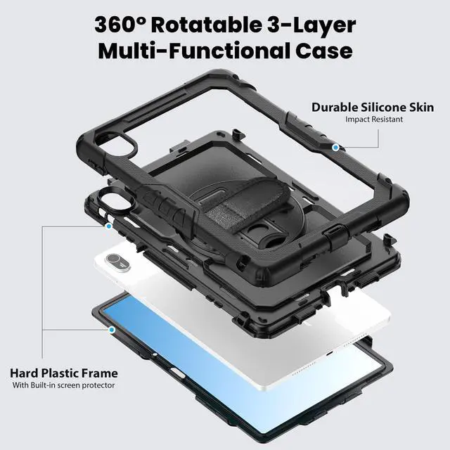 Alt view image 4 of 7 - BONAEVER Case for Huawei Matepad SE 11 inch 2024 with Rotating Stand/Hand Strap/Shoulder Strap Shockproof Cover