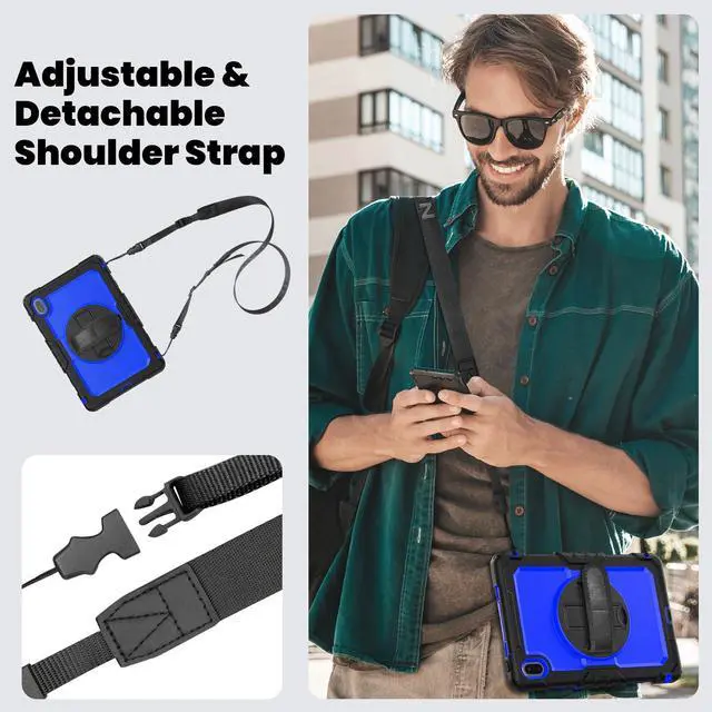 Alt view image 5 of 7 - BONAEVER Case for Huawei Matepad SE 11 inch 2024 with Rotating Stand/Hand Strap/Shoulder Strap Shockproof Cover Blue