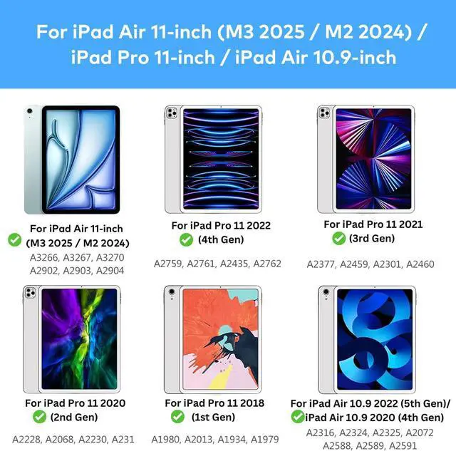 Alt view image 2 of 7 - BONAEVER Keyboard Case for iPad Air 11 inch 2025 M3 2024 M2 & iPad Pro 11 inch 4th/3rd/2nd/1st & iPad Air 5th/4th Generation 10.9 inch - Magic Keyboard with Trackpad, 7-Color Backlit