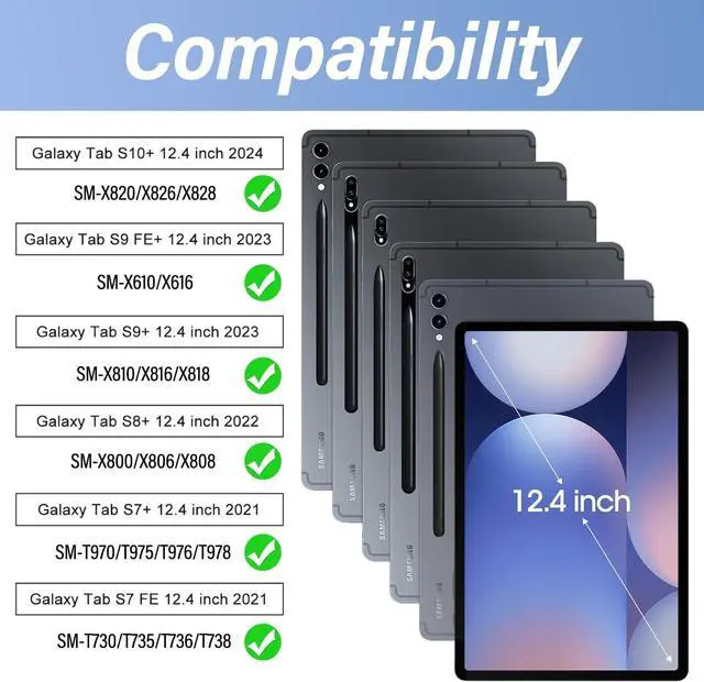 Alt view image 2 of 7 - BONAEVER Magic Keyboard Case for Samsung Galaxy Tab S10 Plus/S9 Plus/S9 FE Plus/S8 Plus/S7 Plus/S7 FE 12.4 inch, Slim Folio Cover with Floating Magnetic Stand, Backlit, Smart Touchpad, Pencil Holder