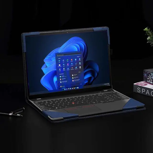 Alt view image 6 of 7 - BONAEVER Laptop Cover Case for HP OmniBook X/Ultra /5 Flip 14 inch & for 14'' ZBook Ultra G1a [Do Check Model] 2-in-1 PU Leather Detachable Notebook Sleeve Computer Bag Blue