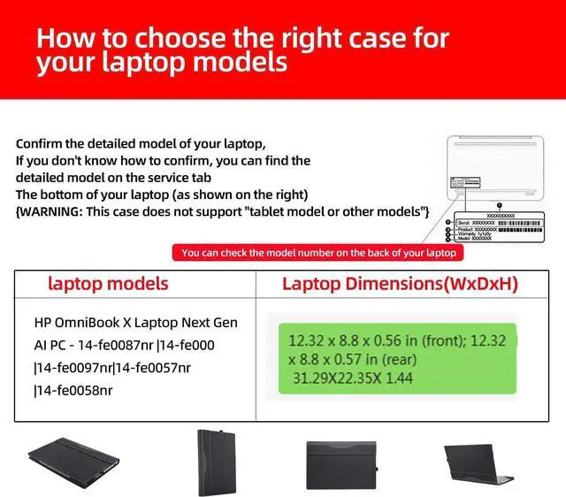 Alt view image 2 of 7 - BONAEVER Laptop Cover for HP OmniBook X Laptop Next Gen AI PC - 14-fe0087nr |14-fe000|14-fe0097nr|14-fe0057nr|14-fe0058nr 14" PU Leather Inside Pocket Cover