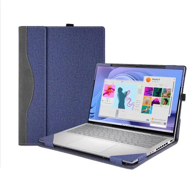 Main image of BONAEVER Laptop Case Cover for Dell 14 Plus DB14250 & Pro 14 PC14255/PC14250 & Pro14 Plus PB14250 /PB14255 Sleeve,PU Leather Protective Shell Notebook PC Bag Accessories Blue