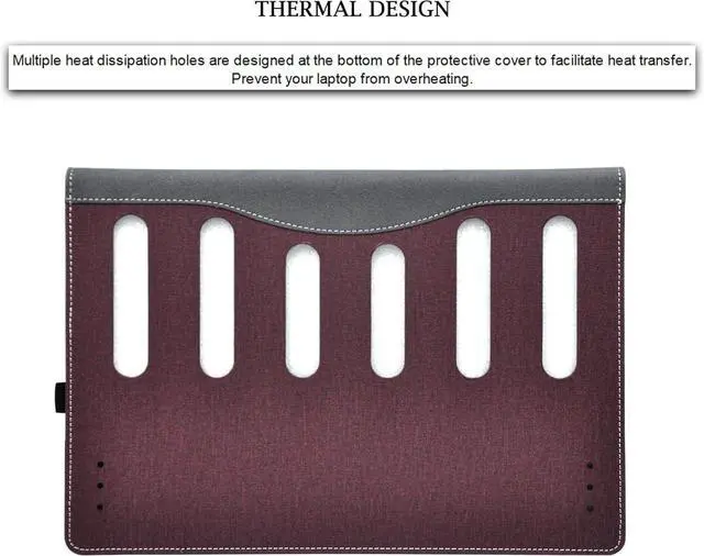 Alt view image 6 of 7 - BONAEVER Laptop Case Cover for Dell 14 Plus DB14250 & Pro 14 PC14255/PC14250 & Pro14 Plus PB14250 /PB14255 Sleeve,PU Leather Protective Shell Notebook PC Bag Accessories Wine Red