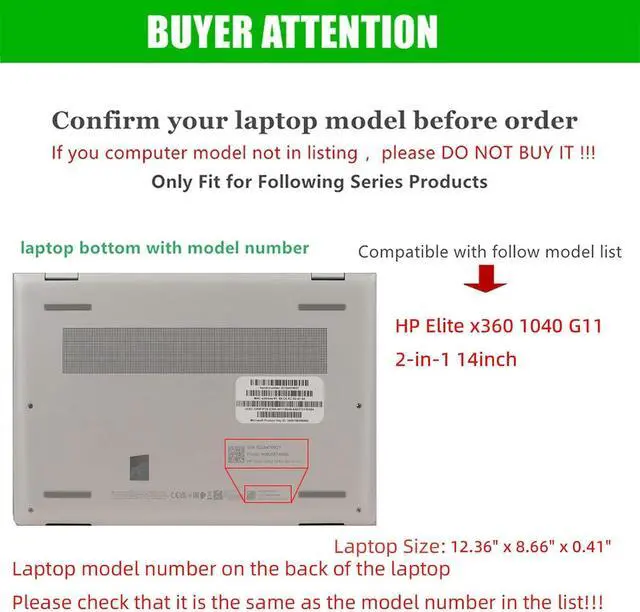 Alt view image 2 of 7 - BONAEVER Laptop Case Cover Only for HP Elite x360 1040 G11 2-in-1 14" Notebook PC 2024-2025 (NOT Working with Other Models). PU Leather Shell Notebook Sleeve