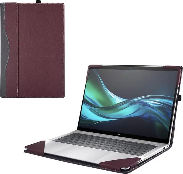 Main image of BONAEVER Laptop Cover Case for HP Elite x360 1040 G11 / EliteBook 1040 14 inch G11 & Lenovo ThinkPad X13 Yoga Gen 1, Notebook PC Protective Sleeve Bag PU Leather Shell Wine Red