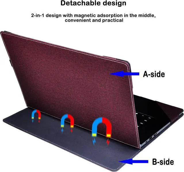 Alt view image 4 of 7 - BONAEVER Laptop Case Cover for New Samsung Galaxy Book4 Edge 14'' & 14 inch Book 4 Pro & for Book3 Pro,PU Leather Notebook PC Bag Sleeve Wine Red