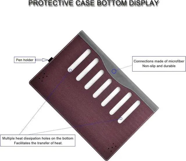 Alt view image 6 of 7 - BONAEVER Laptop Case Cover for Dell Pro 16 Plus (PB16250/PB16255) & Pro16 PC16255/PC16250 &for Dell 16 Plus DB16250 Sleeve, PU Leather Notebook PC Protective Bag with Pen Holder Wine Red