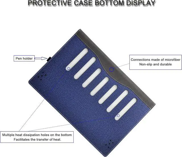 Alt view image 4 of 7 - BONAEVER Laptop Case Cover for Dell Pro 16 Plus (PB16250/PB16255) & Pro16 PC16255/PC16250 &for Dell 16 Plus DB16250 Sleeve, PU Leather Notebook PC Protective Bag with Pen Holder Blue