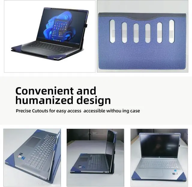 Alt view image 3 of 7 - BONAEVER Laptop Cover Case for HP Dragonfly Notebook PC 13.5 inch G4 & for HP Elite Dragonfly 13.5 inch G3 [not for Chromebook Series],PU Leather Protective Sleeve Bag Accessories Blue