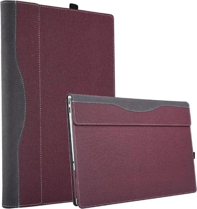 Alt view image 6 of 7 - BONAEVER Laptop case for 14 inch Lenovo ThinkPad X1 Carbon Gen 12 2024 Laptop Leather Sleeve ThinkPad X1 Carbon Gen 13 Intel Aura Edition All-in-One Drop-Proof PU Leather Sleeve Wine Red