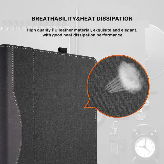 Alt view image 6 of 7 - BONAEVER Laptop Case Cover for 14 inch Lenovo Yoga 9 2-in-1 14IMH9 & Yoga 9i 2-in-1 14'' Gen9[Not for Yoga Pro 9 Series],PU Leather Notebook PC Protective Sleeve with Pen Holder