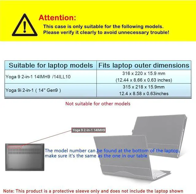 Alt view image 2 of 7 - BONAEVER Laptop Case Cover for 14 inch Lenovo Yoga 9 2-in-1 14IMH9 & Yoga 9i 2-in-1 14'' Gen9[Not for Yoga Pro 9 Series],PU Leather Notebook PC Protective Sleeve with Pen Holder