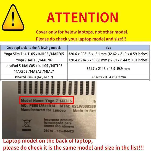 Alt view image 2 of 7 - BONAEVER Laptop Case Cover for 14-inch Lenovo Yoga Slim 7 14ITL05 14IIL05 14ARE05 & Yoga 7 14ACN6 & Ideapad 5 14ALC05 14ABA7 14IAL7 & IdeaPad Slim 5i Gen7 Shell,2 in 1 PU Leather Notebook Bag Sleeve