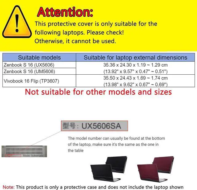 Alt view image 2 of 7 - BONAEVER Laptop Case Cover for 16 inch ASUS Zenbook S 16 UX5606 / UM5606 / UM5606WA & Vivobook 16 Flip TP3607 ,PU Leather Notebook Sleeve PC Protective Bag with Pen Holder