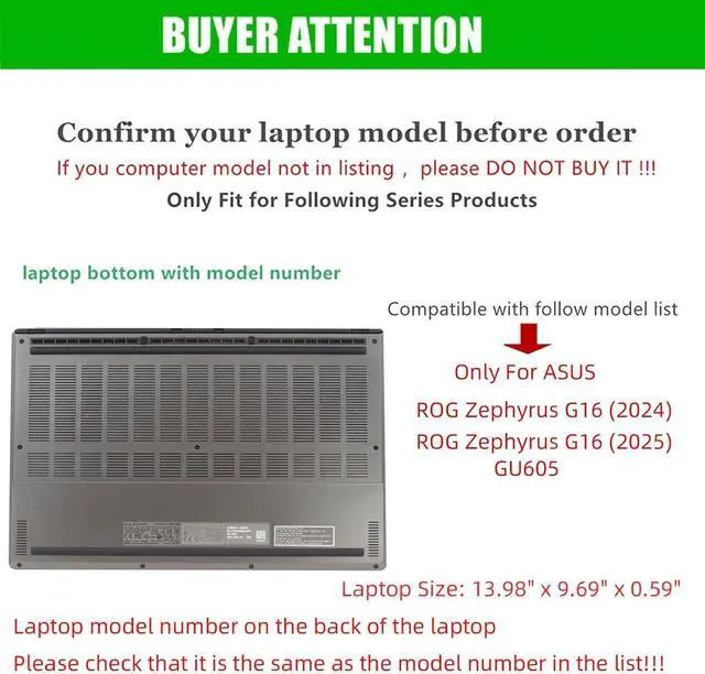 Alt view image 2 of 7 - BONAEVER Laptop Cover Case for ASUS ROG Zephyrus G16 16 inch 2024 2025 [not Compatible with Any Other Model] 2-in-1 PU Leather Detachable Notebook Sleeve Computer Bag Protective