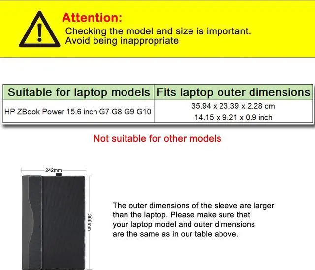 Alt view image 2 of 7 - BONAEVER Laptop Case Cover for HP ZBook Power 15.6 inch G7 G8 G9 G10 [Not for 16 inch],Detachable PU Leather Notebook PC Protective Bag Sleeve Blue