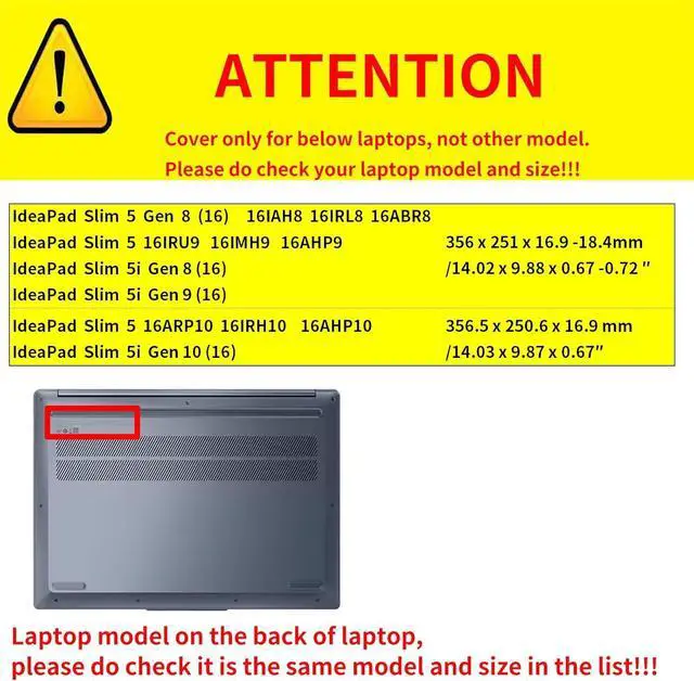 Alt view image 2 of 7 - BONAEVER Laptop Case Cover for Lenovo IdeaPad Slim 5i 16" Gen 10/9/8 for Slim 5 16ARP10 16IRH10 [Do Check Model] Notebook Sleeve Computer Bag PU Accessories with Heat Dissipation Hole