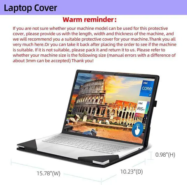 Alt view image 3 of 7 - BONAEVER Case for HP Laptop 17s-cu /17-cp/17z-cp/Envy 17-cr 17t-cr/17-ch/17-da/17t-da17.3" All-Inclusive Drop-Proof Case PU Leather Inner Pocket Cover