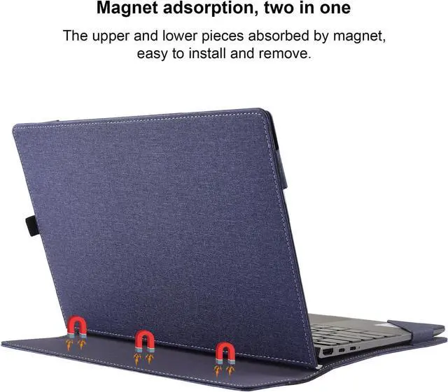 Alt view image 6 of 7 - BONAEVER Laptop Case Cover for Lenovo IdeaPad 5 2-in-1 16AKP10 /16IAL10 Sleeve(Not for Other Models),16 inch PU Leather Notebook PC Protective Bag with Pen Holder Blue