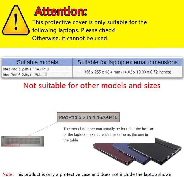 Alt view image 2 of 7 - BONAEVER Laptop Case Cover for Lenovo IdeaPad 5 2-in-1 16AKP10 /16IAL10 Sleeve(Not for Other Models),16 inch PU Leather Notebook PC Protective Bag with Pen Holder Wine Red