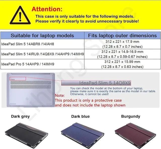 Alt view image 2 of 7 - BONAEVER Laptop Case Cover for Lenovo IdeaPad Slim 5 Series 14ABR8 14IAH8 14IRU9 14Q8X9 14AHP9 14IMH9 / IdeaPad Pro 5 14AHP9 14IMH9 Sleeve, Separable PU Leather Notebook PC Shell Accessories Bag