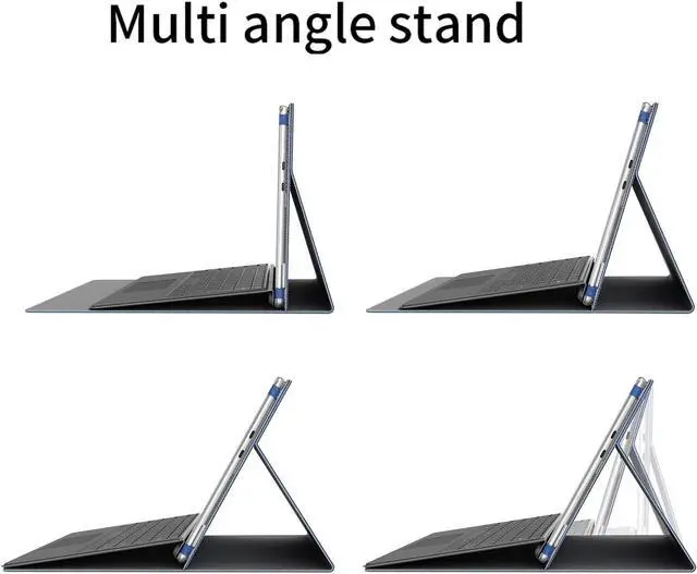 Alt view image 3 of 7 - BONAEVER Cover Case for Microsoft Surface Pro 12 2-in-1 Laptop/Tablet (2025) Protective Bag Sleeve (Model 2110) PU Shell Accessories Multi-Angle Kickstand Blue