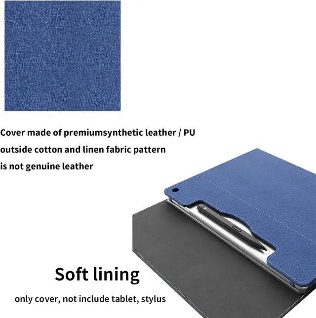 Alt view image 7 of 7 - BONAEVER Cover Case for Microsoft Surface Pro 12 2-in-1 Laptop/Tablet (2025) Protective Bag Sleeve (Model 2110) PU Shell Accessories Multi-Angle Kickstand Blue
