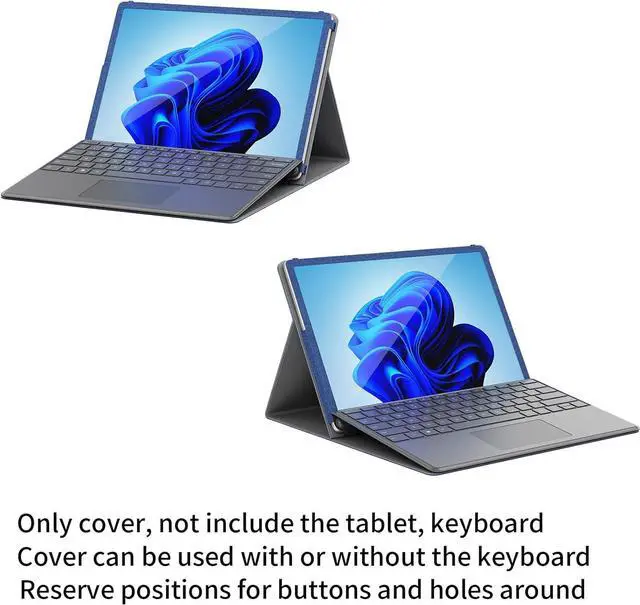 Alt view image 6 of 7 - BONAEVER Cover Case for Microsoft Surface Pro 12 2-in-1 Laptop/Tablet (2025) Protective Bag Sleeve (Model 2110) PU Shell Accessories Multi-Angle Kickstand Blue