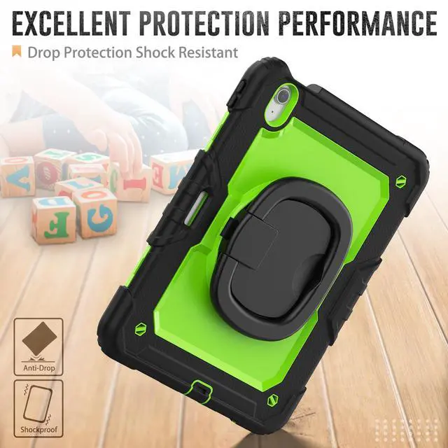 Alt view image 3 of 7 - BONAEVER Case for iPad Pro 11 Inch 2024 M4 2024 5th Generation A2836 A2837 A3006, Shockproof Protective Cover with Screen Protector, Rotating Stand, Hand/Shoulder Strap, Pencil Holder Green