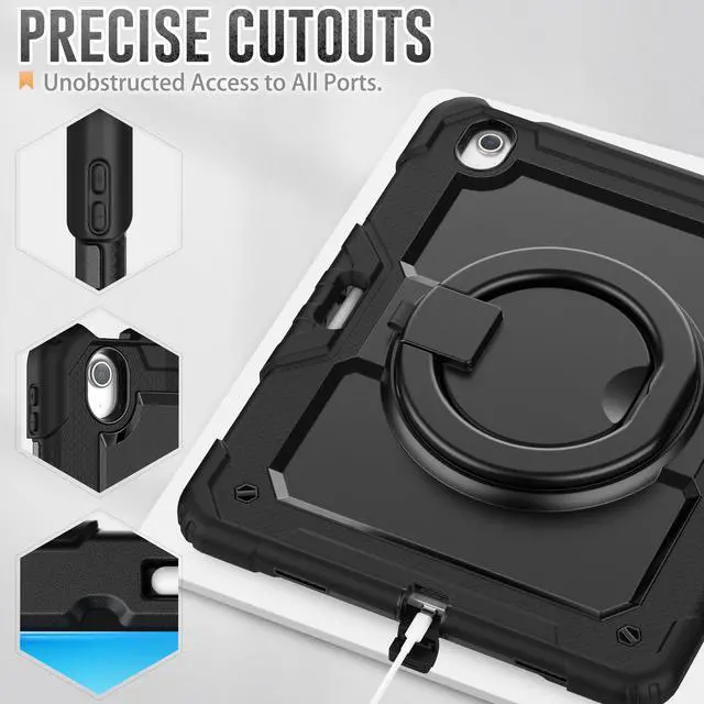 Alt view image 6 of 7 - BONAEVER Case for iPad Air 13 inch M3 2025 / M2 2024 with Built-in Screen Protector, 360° Rotating Stand, Pencil Holder, Adjustable Shoulder Strap, Pencil Holder