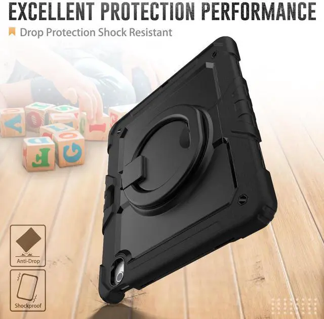 Alt view image 3 of 7 - BONAEVER Case for iPad Air 13 inch M3 2025 / M2 2024 with Built-in Screen Protector, 360° Rotating Stand, Pencil Holder, Adjustable Shoulder Strap, Pencil Holder