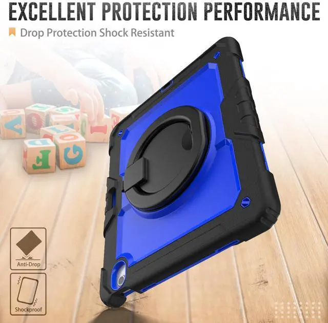 Alt view image 3 of 7 - BONAEVER Case for iPad Air 13 inch M3 2025 / M2 2024 with Built-in Screen Protector, 360° Rotating Stand, Pencil Holder, Adjustable Shoulder Strap, Pencil Holder Blue