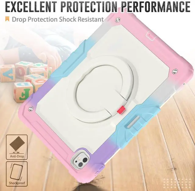 Alt view image 3 of 7 - BONAEVER Case for iPad Pro 13 Inch M4 7th Generation 2024 A2925 A2926 A3007 with Built-in Screen Protector, 360° Rotating Stand, Pencil Holder, Adjustable Shoulder Strap, Pencil Holder Pink