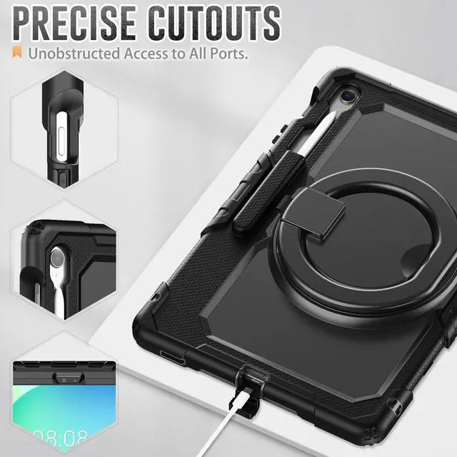 Alt view image 6 of 7 - BONAEVER Case for Samsung Galaxy Tab S10 FE+ / Galaxy Tab S10 FE Plus 5G 13.1 inch 2025 Protective Cover with Screen Protector Pen Holder Hand/Shoulder Strap