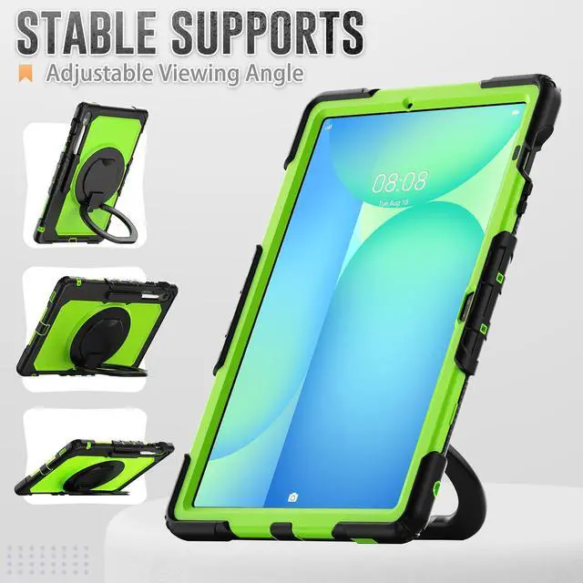 Alt view image 4 of 7 - BONAEVER Case for Samsung Galaxy Tab S10 FE+ / Galaxy Tab S10 FE Plus 5G 13.1 inch 2025 Protective Cover with Screen Protector Pen Holder Hand/Shoulder Strap Green