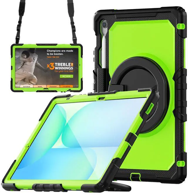 Main image of BONAEVER Case for Samsung Galaxy Tab S10 FE+ / Galaxy Tab S10 FE Plus 5G 13.1 inch 2025 Protective Cover with Screen Protector Pen Holder Hand/Shoulder Strap Green