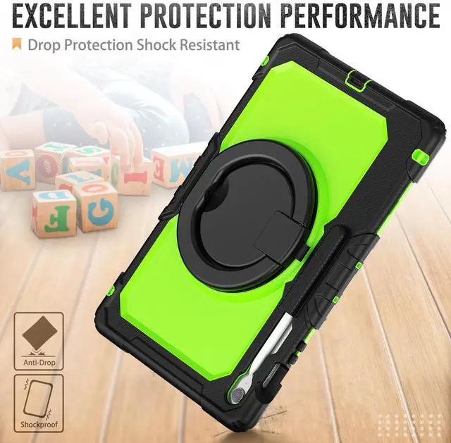 Alt view image 3 of 7 - BONAEVER Case for Samsung Galaxy Tab S10 FE+ / Galaxy Tab S10 FE Plus 5G 13.1 inch 2025 Protective Cover with Screen Protector Pen Holder Hand/Shoulder Strap Green