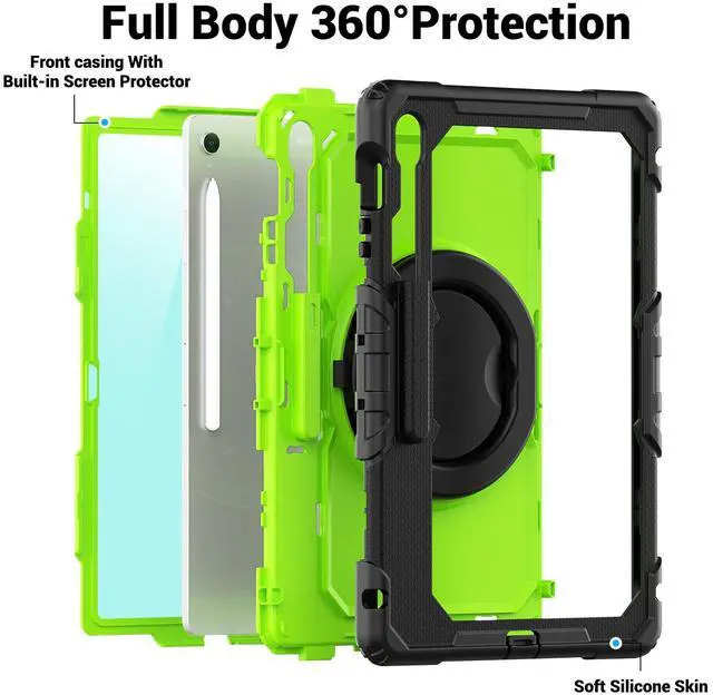 Alt view image 5 of 7 - BONAEVER Case for Samsung Galaxy Tab S10 FE+ / Galaxy Tab S10 FE Plus 5G 13.1 inch 2025 Protective Cover with Screen Protector Pen Holder Hand/Shoulder Strap Green