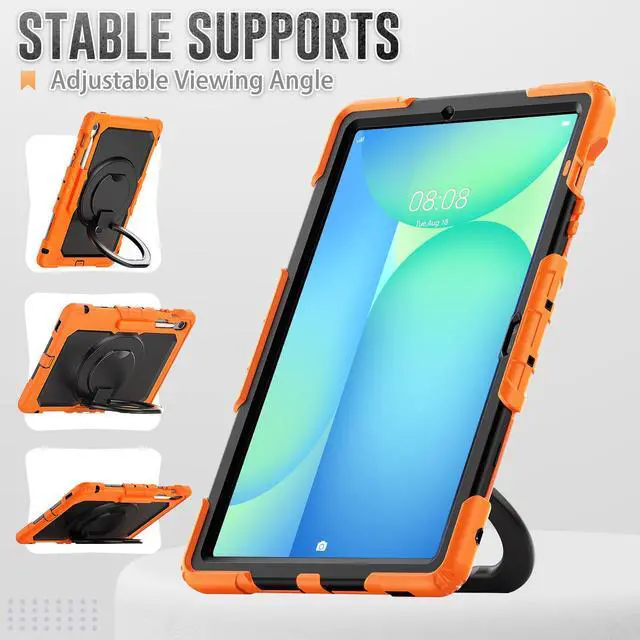 Alt view image 4 of 7 - BONAEVER Case for Samsung Galaxy Tab S10 FE+ / Galaxy Tab S10 FE Plus 5G 13.1 inch 2025 Protective Cover with Screen Protector Pen Holder Hand/Shoulder Strap Orange