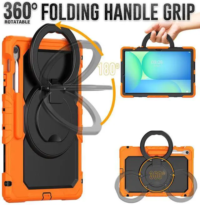 Alt view image 2 of 7 - BONAEVER Case for Samsung Galaxy Tab S10 FE+ / Galaxy Tab S10 FE Plus 5G 13.1 inch 2025 Protective Cover with Screen Protector Pen Holder Hand/Shoulder Strap Orange