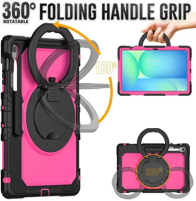 Alt view image 2 of 7 - BONAEVER Case for Samsung Galaxy Tab S10 FE+ / Galaxy Tab S10 FE Plus 5G 13.1 inch 2025 Protective Cover with Screen Protector Pen Holder Hand/Shoulder Strap Rose Red