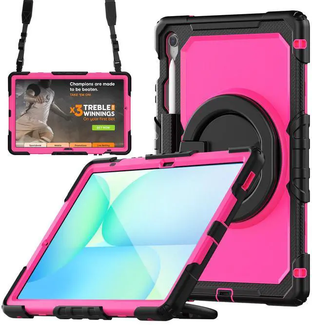 Main image of BONAEVER Case for Samsung Galaxy Tab S10 FE+ / Galaxy Tab S10 FE Plus 5G 13.1 inch 2025 Protective Cover with Screen Protector Pen Holder Hand/Shoulder Strap Rose Red