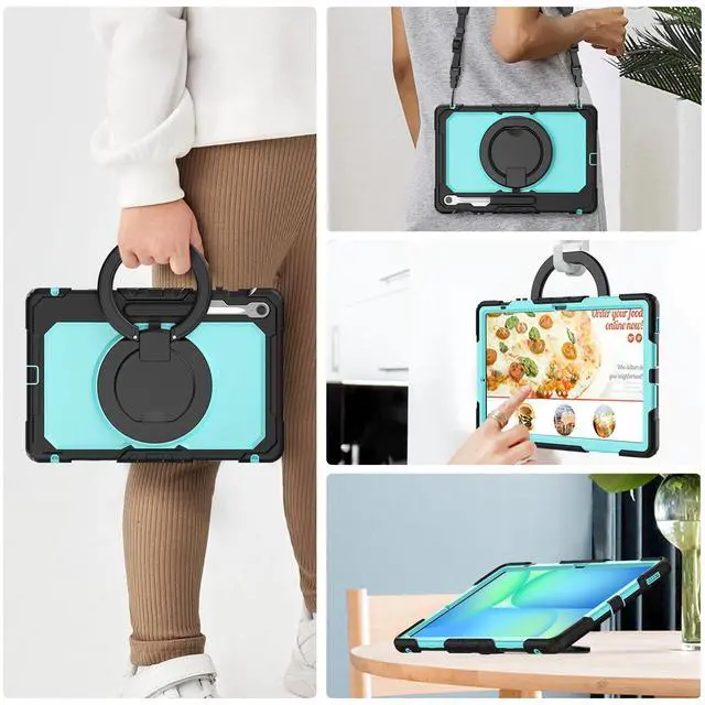 Alt view image 6 of 7 - BONAEVER Case for Samsung Galaxy Tab S10 FE+ / Galaxy Tab S10 FE Plus 5G 13.1 inch 2025 Protective Cover with Screen Protector Pen Holder Hand/Shoulder Strap Light Blue