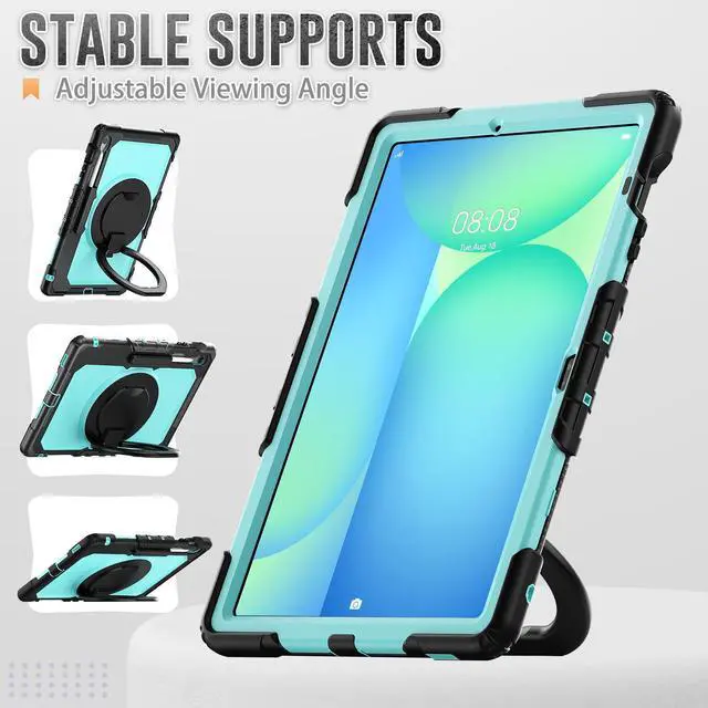 Alt view image 4 of 7 - BONAEVER Case for Samsung Galaxy Tab S10 FE+ / Galaxy Tab S10 FE Plus 5G 13.1 inch 2025 Protective Cover with Screen Protector Pen Holder Hand/Shoulder Strap Light Blue