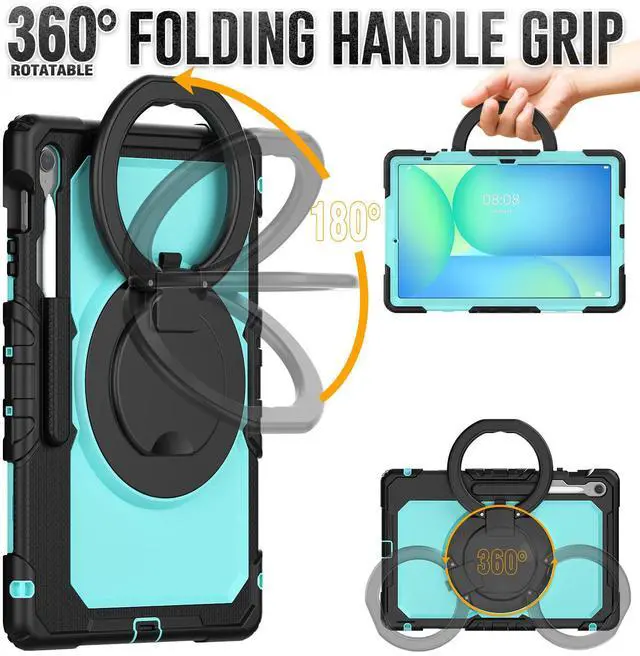 Alt view image 2 of 7 - BONAEVER Case for Samsung Galaxy Tab S10 FE+ / Galaxy Tab S10 FE Plus 5G 13.1 inch 2025 Protective Cover with Screen Protector Pen Holder Hand/Shoulder Strap Light Blue